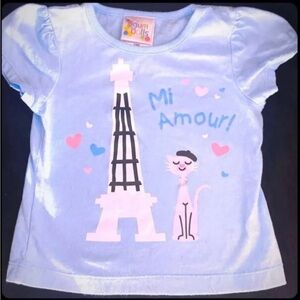 💞 Baby & Toddler Girls Size 18 Months Blue “Mi Amour” Paris Tee Shirt